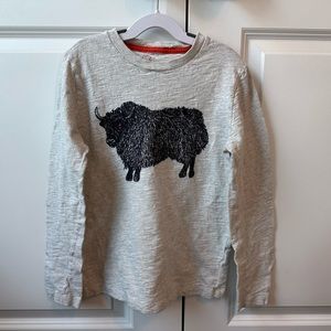 Mini Boden Boys Bison Embroidered 100% Cotton Long Sleeve Shirt (Size 9-10)